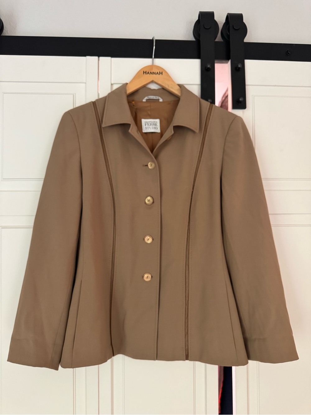 Vintage Gianfranco Ferre Studio Wool Blazer Jacket Camel Italy US 12